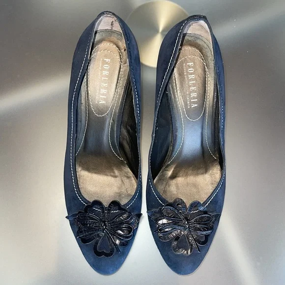 Wedge Heels in Blue Suede - sz 7.5 - Picture 5 of 11